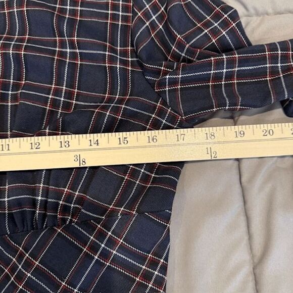 Hell Bunny Peeble 50's Dress Tartan Blue Circle Skirt 3/4 sleeve Size Medium - Picture 11 of 14